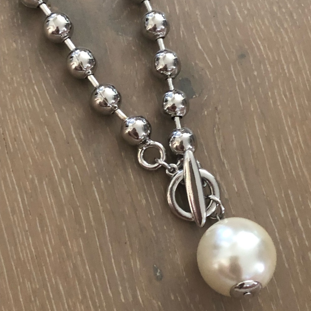 Ball Chain Pearl Necklace